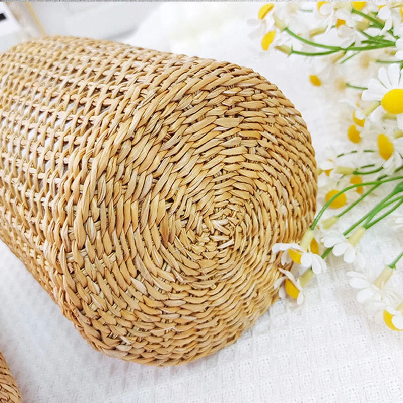 Straw Woven Glass Dry Vase Japanese Glass Vase with Rope Net Home Decoration Ornaments Vase Living Room Office Bedroom