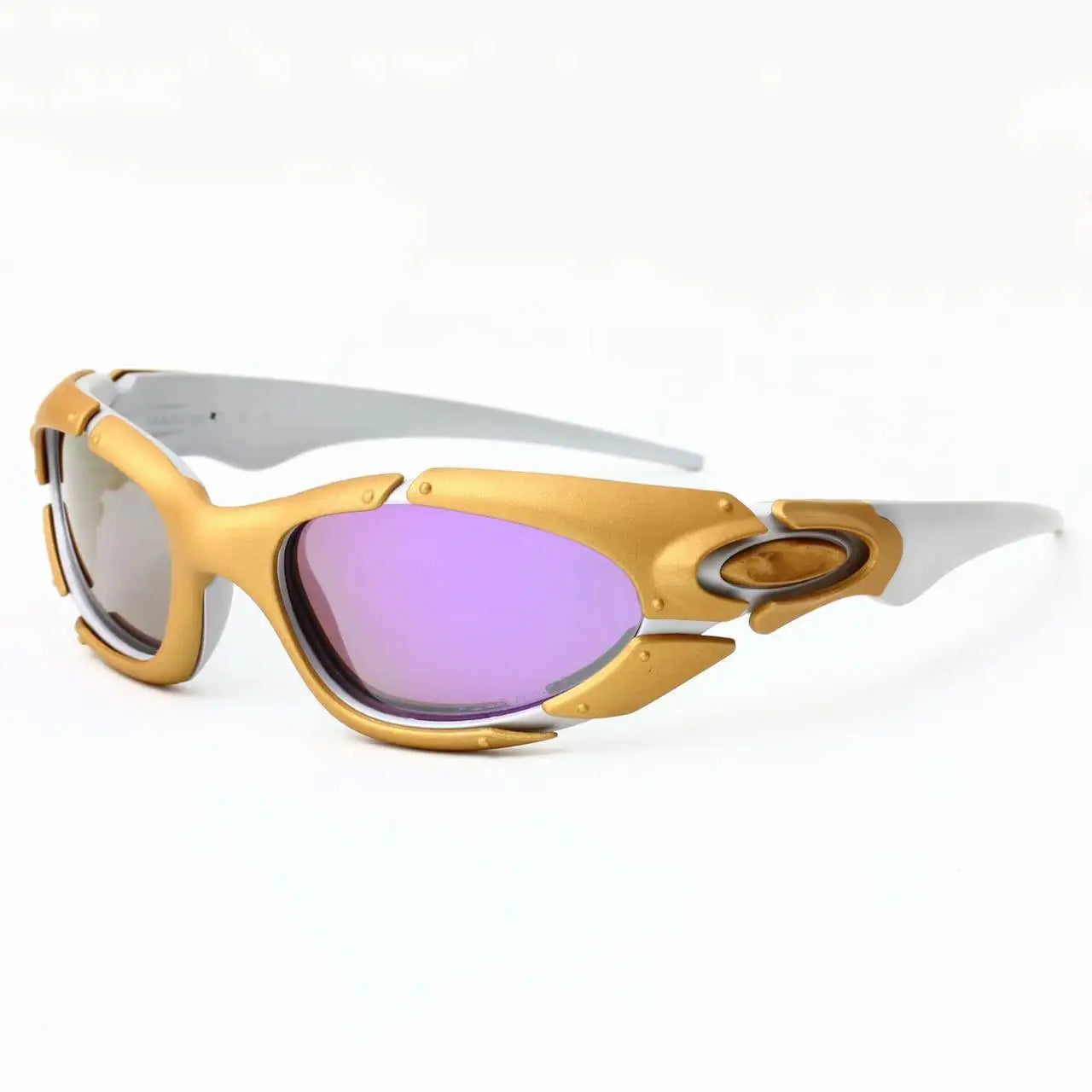 Gold framed polarized sunglasses X metal futuristic technology style outdoor sports cycling sunglasses 8001