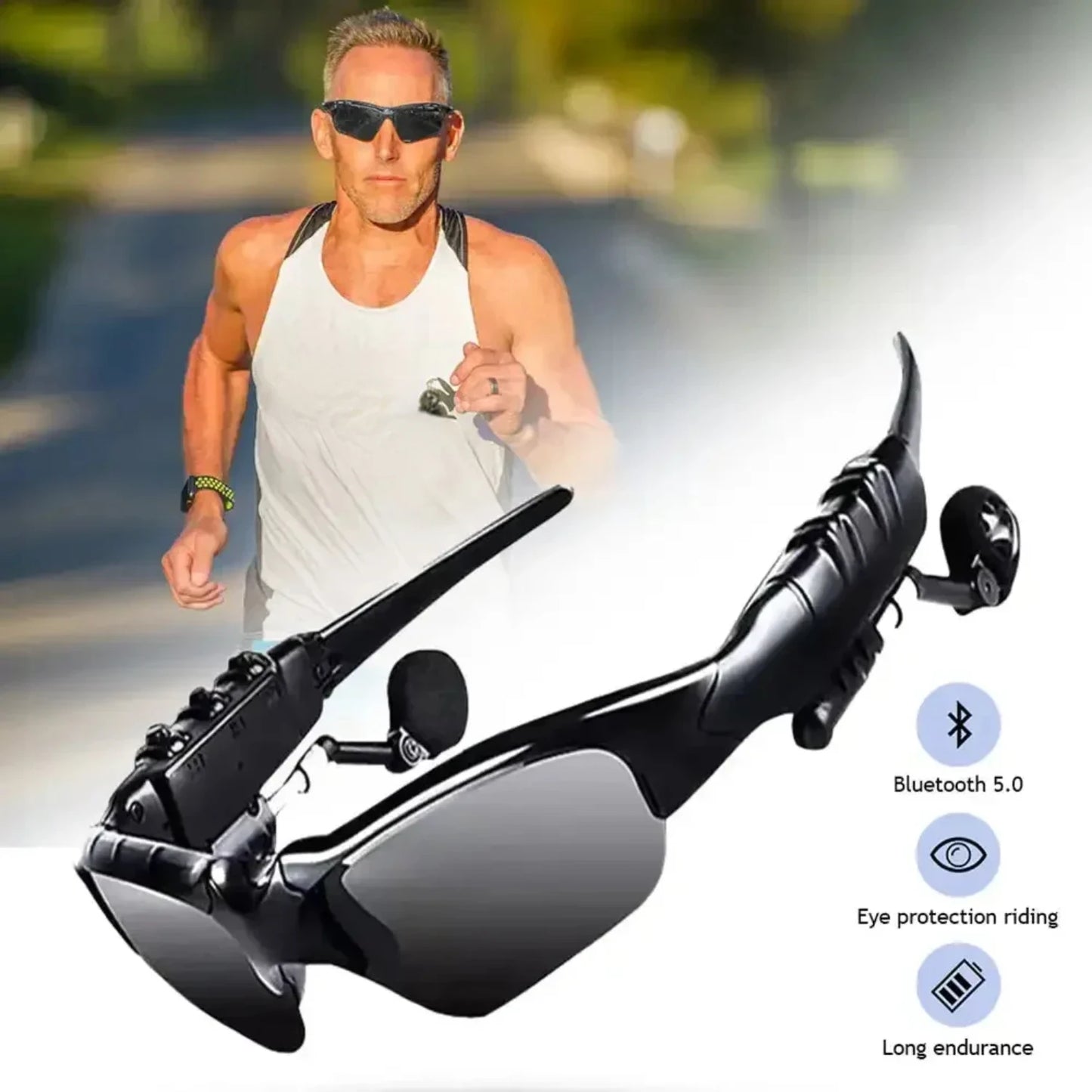 Enhanced Stereo Cycling Sunglasses - Comfortable Bluetooth 5.0 Wireless Headset - Top-rated Hands-Free Polarized Sunglasses with