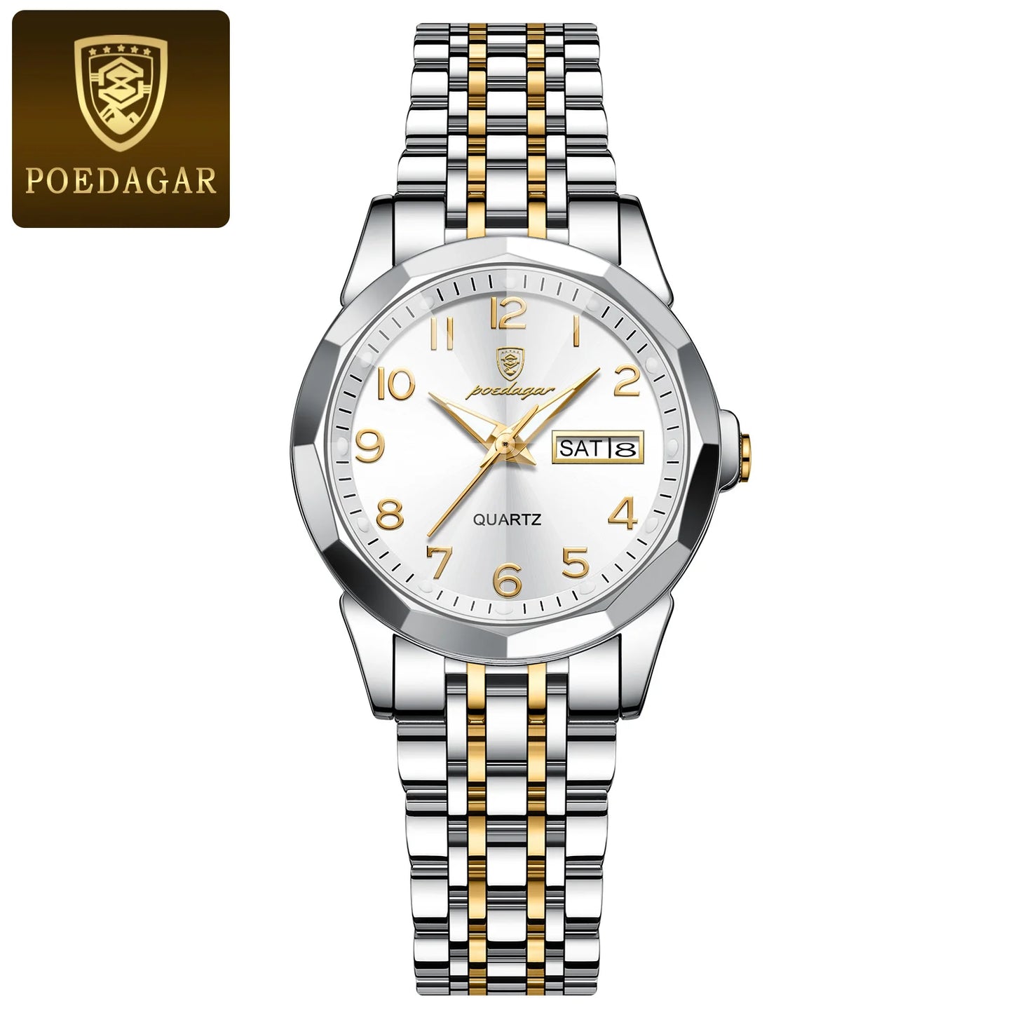 POEDAGAR Luxury Ladies Wristwatch Waterproof Luminous Date Week Women Quartz Watch Stainless Steel Women‘s Watches Female Reloj