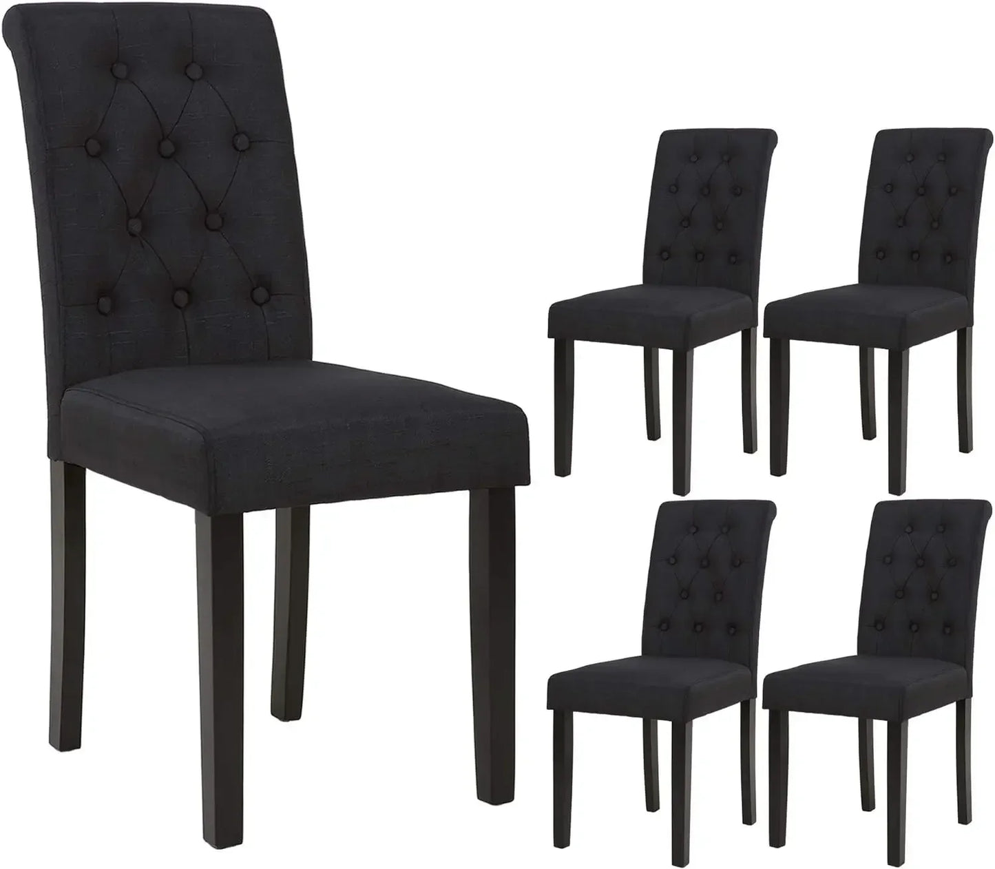 Set of 6 Chairs Upholstered Fabric Dining Chairs with Button-Tufted Details (Gray) dinning table chairs furniture