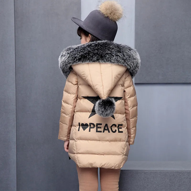 Girl Clothing Sets For Russia Winter Hooded Vest Jacket + Warm Top Cotton Pants 3 Pieces Clothes Coat With Fur Hood