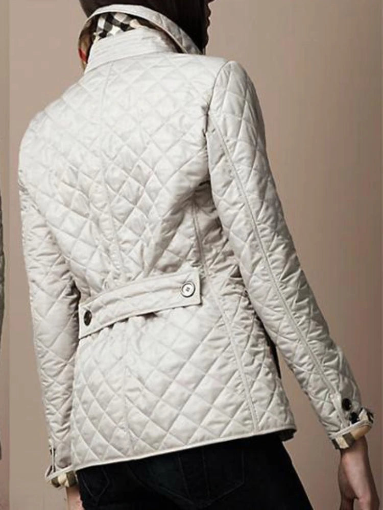 Quilted Coat Winter Jacket Women Turn-down Collar Jackets for Women 2024 Elegance Office Lady Single-breasted Warmth Streetwear