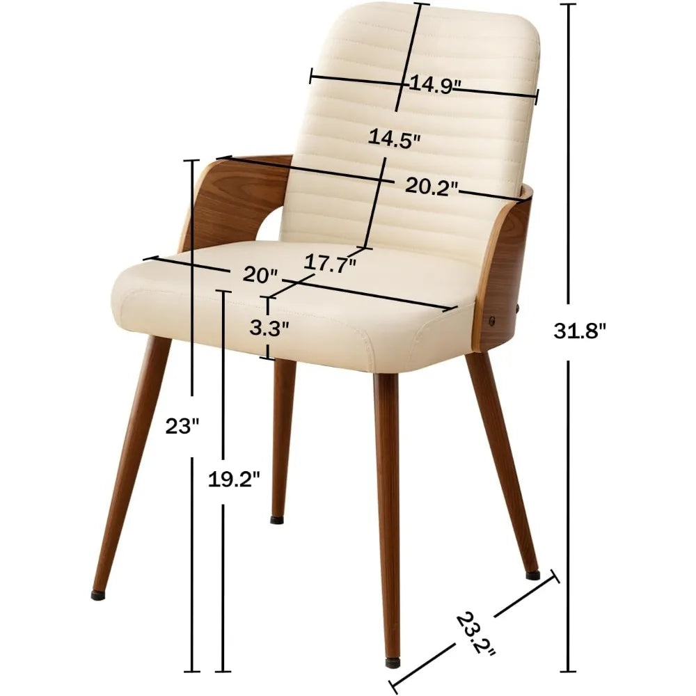 Dining Room Chairs Set of 2, Kitchen Chairs,Upholstered Faux Leather Accent Chairs,Legs Wooden Desk Chairs,Armless and No Wheels