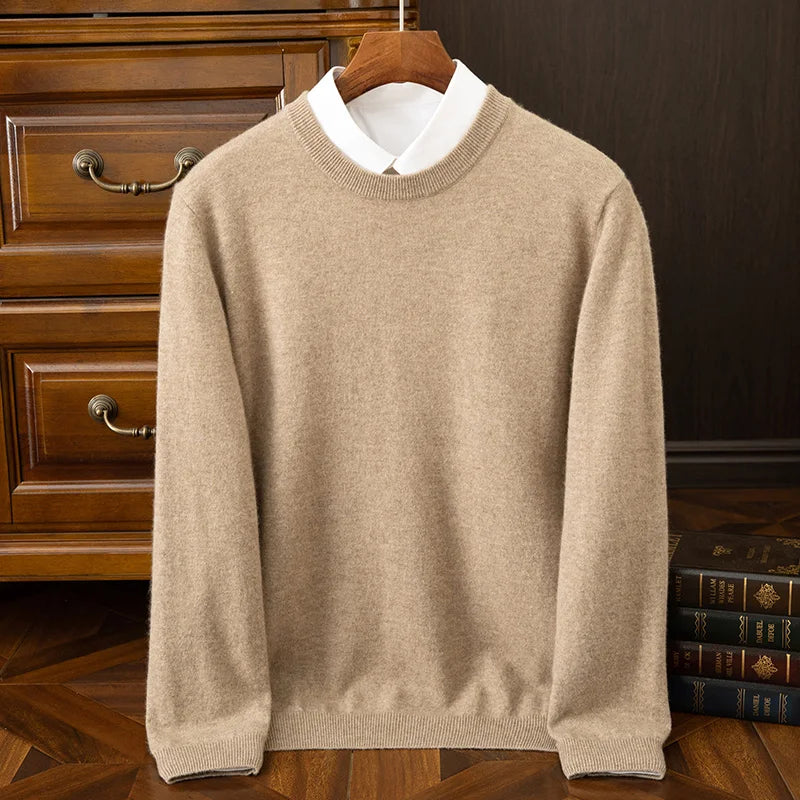 Autumn and Winter New Collection {100% Cashmere} Men's Cashmere Hot Selling Round Neck Casual Solid Color Knitted Sweater for Me