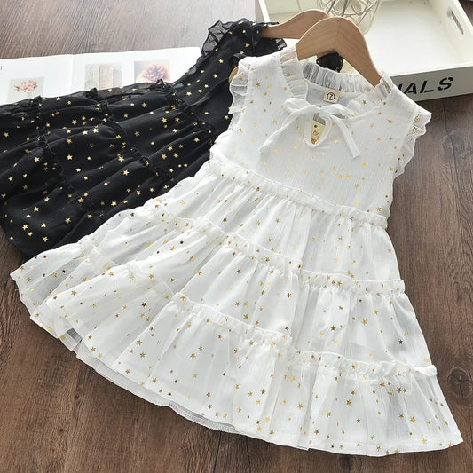 Menoea Girls Wedding Dress 2023 Summer Fashion Girl Kids Party Dresses Starry Sequins Outfits Gown Children Princess Clothes