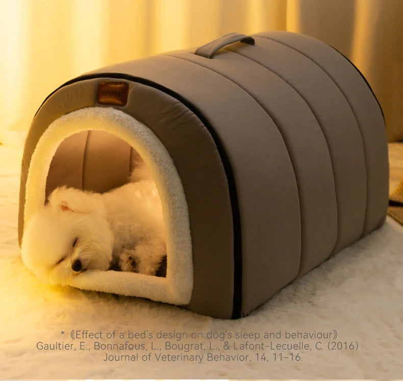 Winter Dog Bed Self-Warming Puppy House Cozy Cat Sleeping Tent Cave Beds Indoor Kitten Nest Kennel Hut for Small Medium Dog Cats