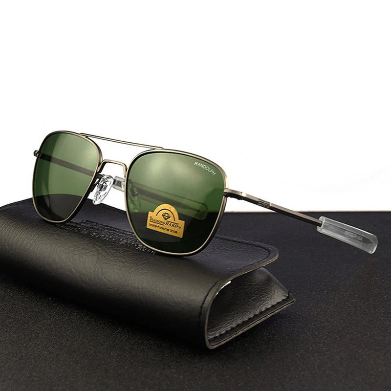 Pilot RE Randolph Sunglasses Men Top Quality Sun Glasses For Male American Army Military Glass Lens AO Lens Oculos