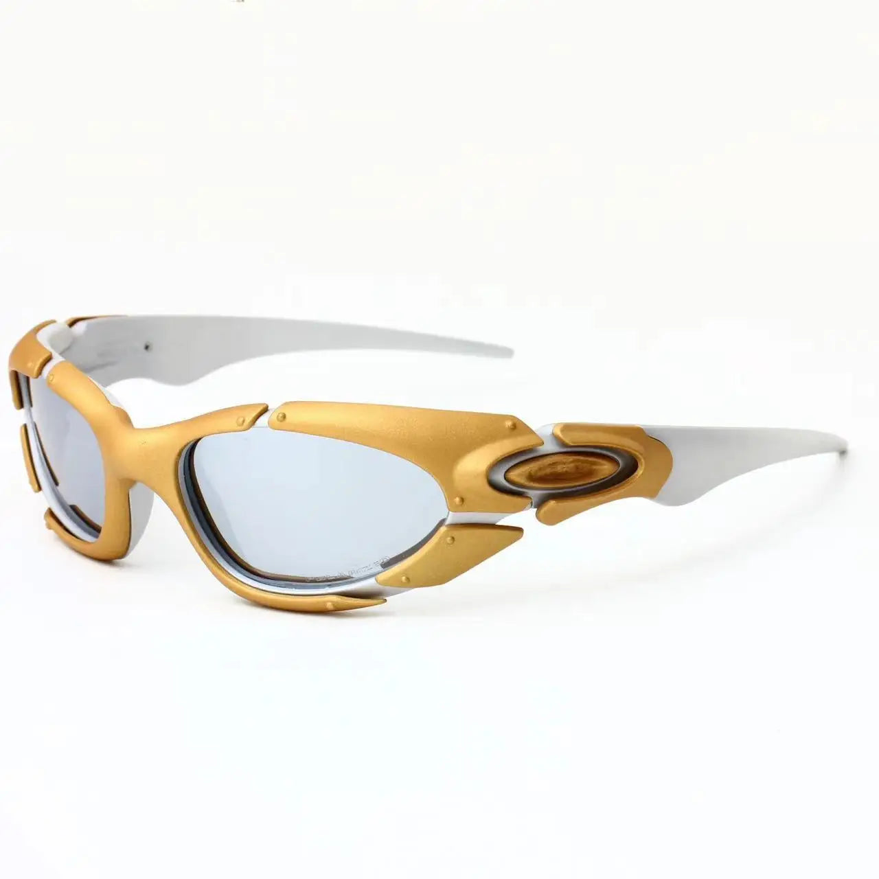 Gold framed polarized sunglasses X metal futuristic technology style outdoor sports cycling sunglasses 8001