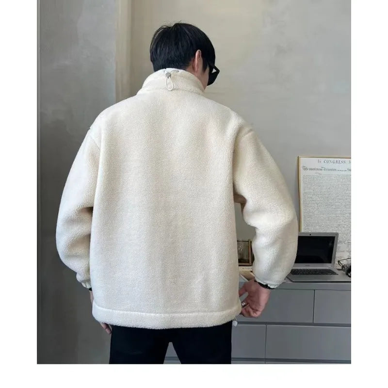 New Korean Version Men's Lamb Wool Cotton Coat with Thick Wool Jacket for Men's Autumn and Winter Casual Wear Trend Brand