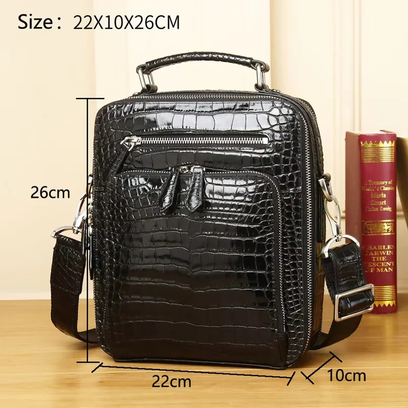 Genuine Leather alligator pattern large capacity men's briefcase business bag fashion men's bag shoulder messenger bag