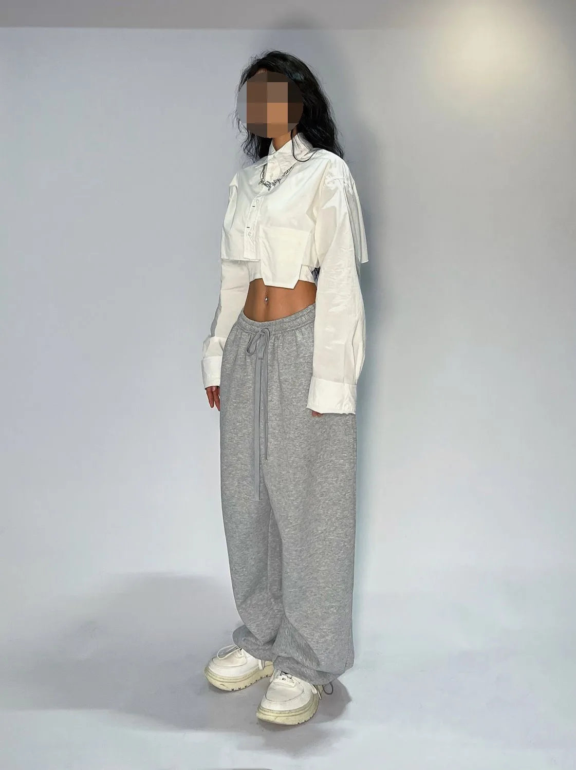 Women Gray Wide Leg Sweatpants Korean Fashion Basic Casual Harajuku Joggers pants Trouse Chic Grey Y2K Sweatpants