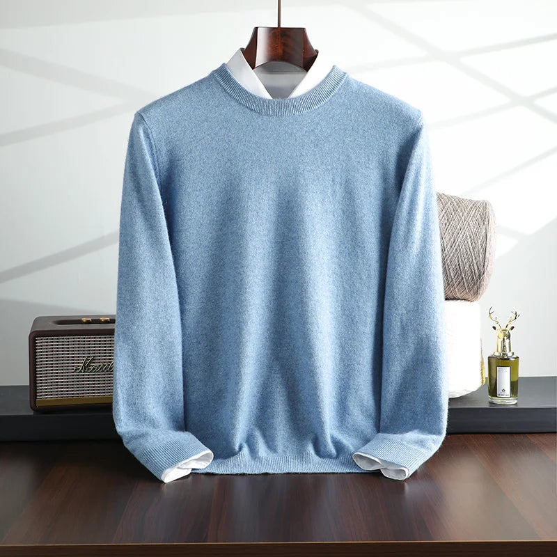 Autumn and Winter New Collection {100% Cashmere} Men's Cashmere Hot Selling Round Neck Casual Solid Color Knitted Sweater for Me