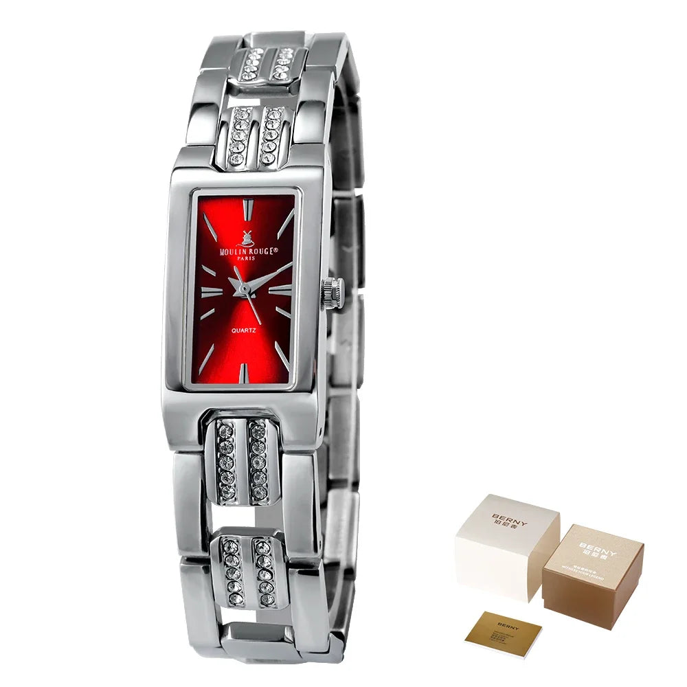 MIYOTA Quartz Watch for Women Luxury Brand Waterproof Rectangle Stainless Steel Bracelet Wristwatch Fashion Red Lady Watch 2022