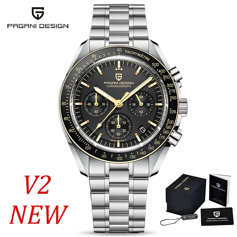 PAGANI DESIGN 2023 Moon Watch For Men Top Brand Luxury Quartz Mens Watches Chronograph Luminous Sapphire Mirror Waterproof Clock