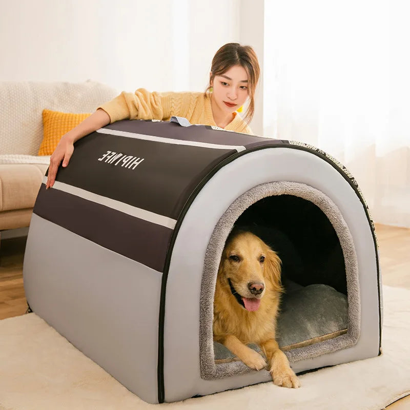 Removable Dog Warm House Washable Pet bed for Large Medium Dogs Travelling Portable Classic Design Pet House Sleeping Bed