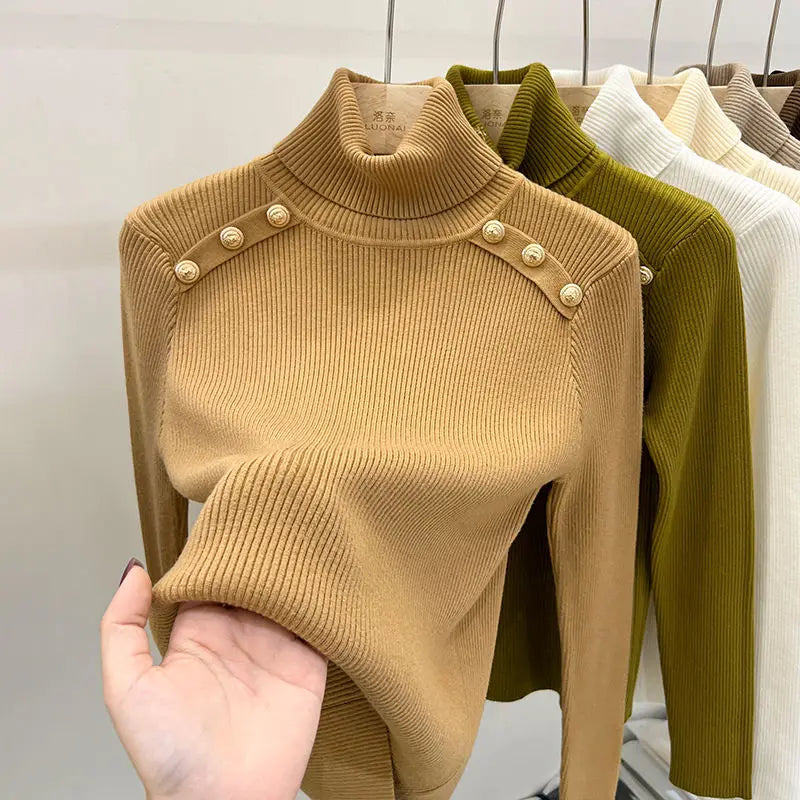 2024 Autumn and Winter New Cashmere Sweater Women's Turtleneck Long sleeved Knit Pullover Slim Cashmere Sweater