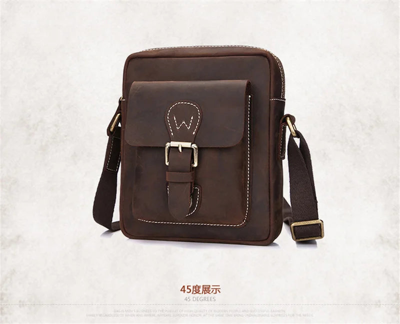 Leather Casual Genuine Shoulder Bag Men Crossbody Messenger Crazy Horse s Wholesale Free Shipping