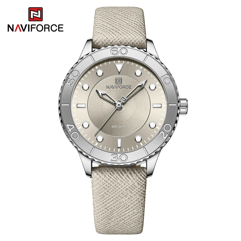 2022 New Women Luxury Quartz Watch NAVIFORCE Ladies Fashion Casual Simple Wristwatch Luminous Pointer Leather Wristband Clock