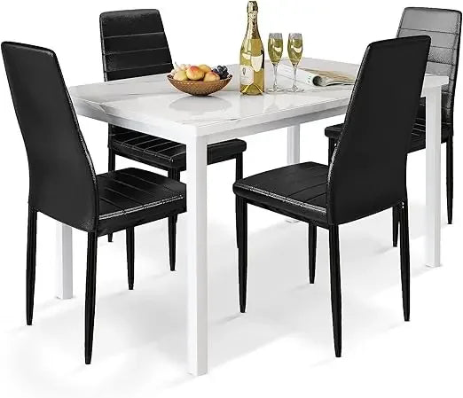 5 Piece Dining Table Set for 4,Faux Marble Kitchen Table and Chairs for 4, Dining Room Table Set with Chairs