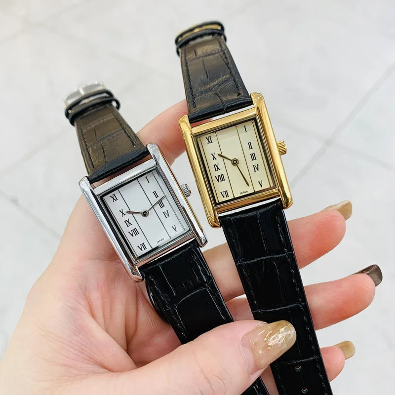 2024 New Women's Watch Quartz Watch Vintage Gold Plated Roman Number H dial Leather strap Women's bracelet clock gifts for Lover