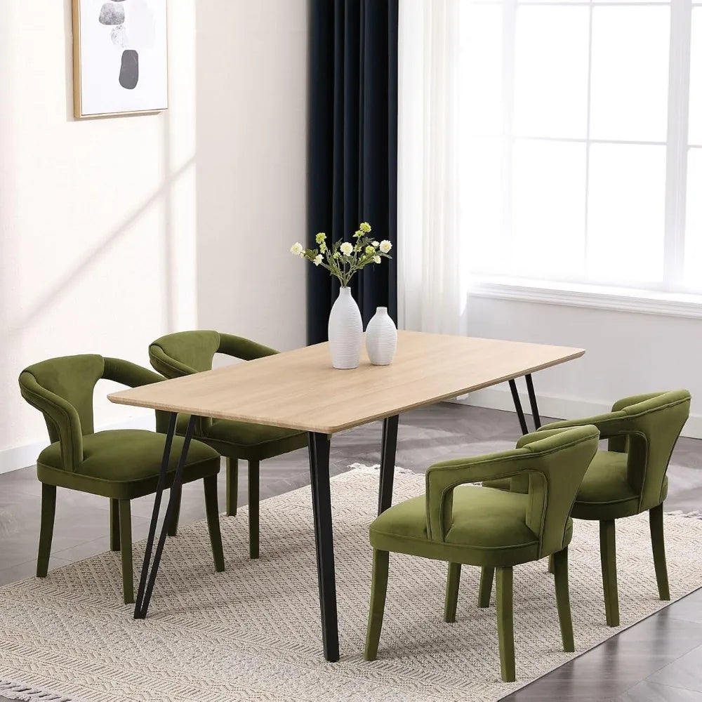 Green Dining Chairs Set of 2, Modern Velvet Chairs, Fully Upholstered Side Chairs for Kitchen/Dining Room/Living Room