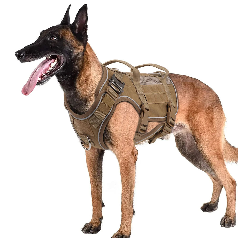 Tactical Dog Harness Reflective Military Pet Harnesses Vest for Medium Large Dogs Training Hiking Molle Breathable Dog Harness