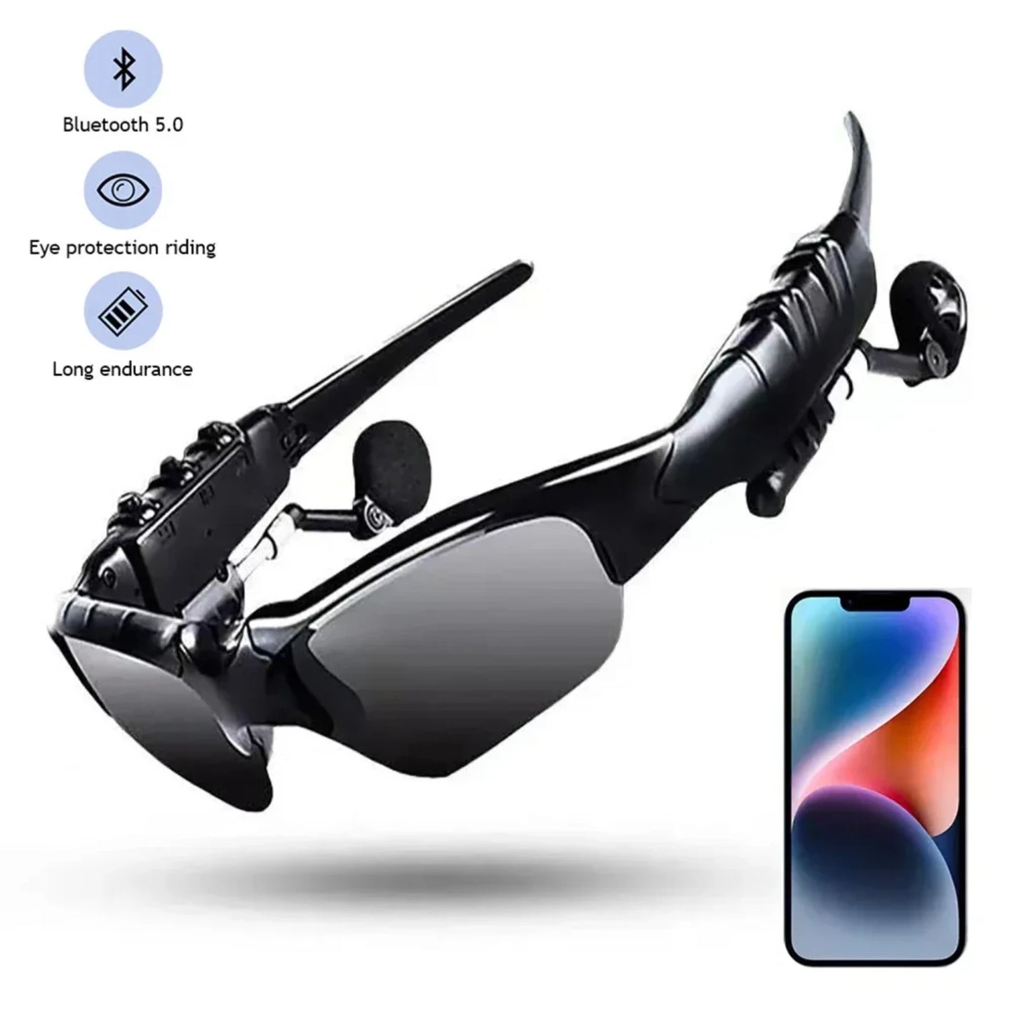 Enhanced Stereo Cycling Sunglasses - Comfortable Bluetooth 5.0 Wireless Headset - Top-rated Hands-Free Polarized Sunglasses with