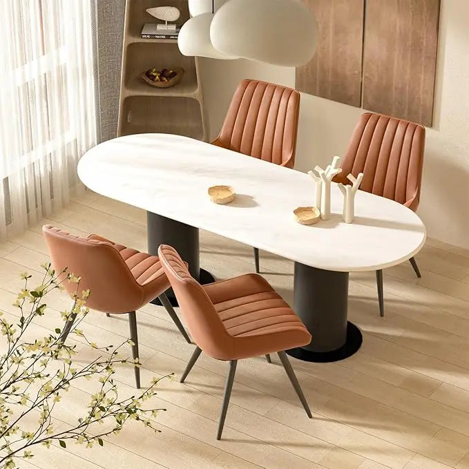 Modern Dining Chairs Set of 4, Comfy Dining Room Chairs with Thick Cushions, Upholstered Kitchen Side Chairs with Metal Legs