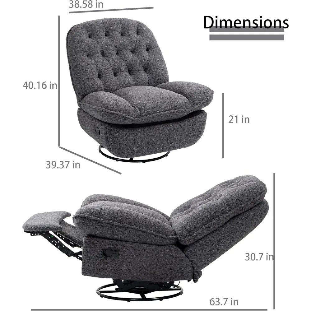 Recliner Chair, Modern Accent Chair for Living Room, 360° Swivel Rocker Gilder for Nursery, Comfy Uphlostered Lounge Chair