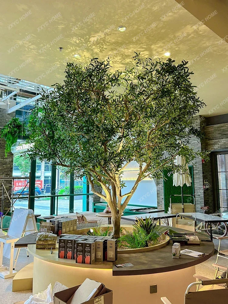 Simulation Olive Tree Large on-the-Ground Green Plant Indoor and Outdoor Landscape Bionic Fake Trees Decoration