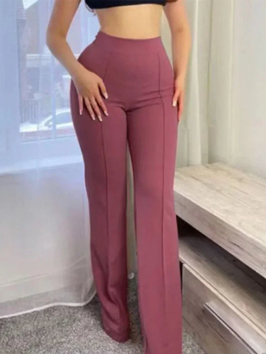 5 Colors Stylish Flare Pants Women Solid Long Drop Trousers Office Casual Female Slim Straight Bell Bottom Pants