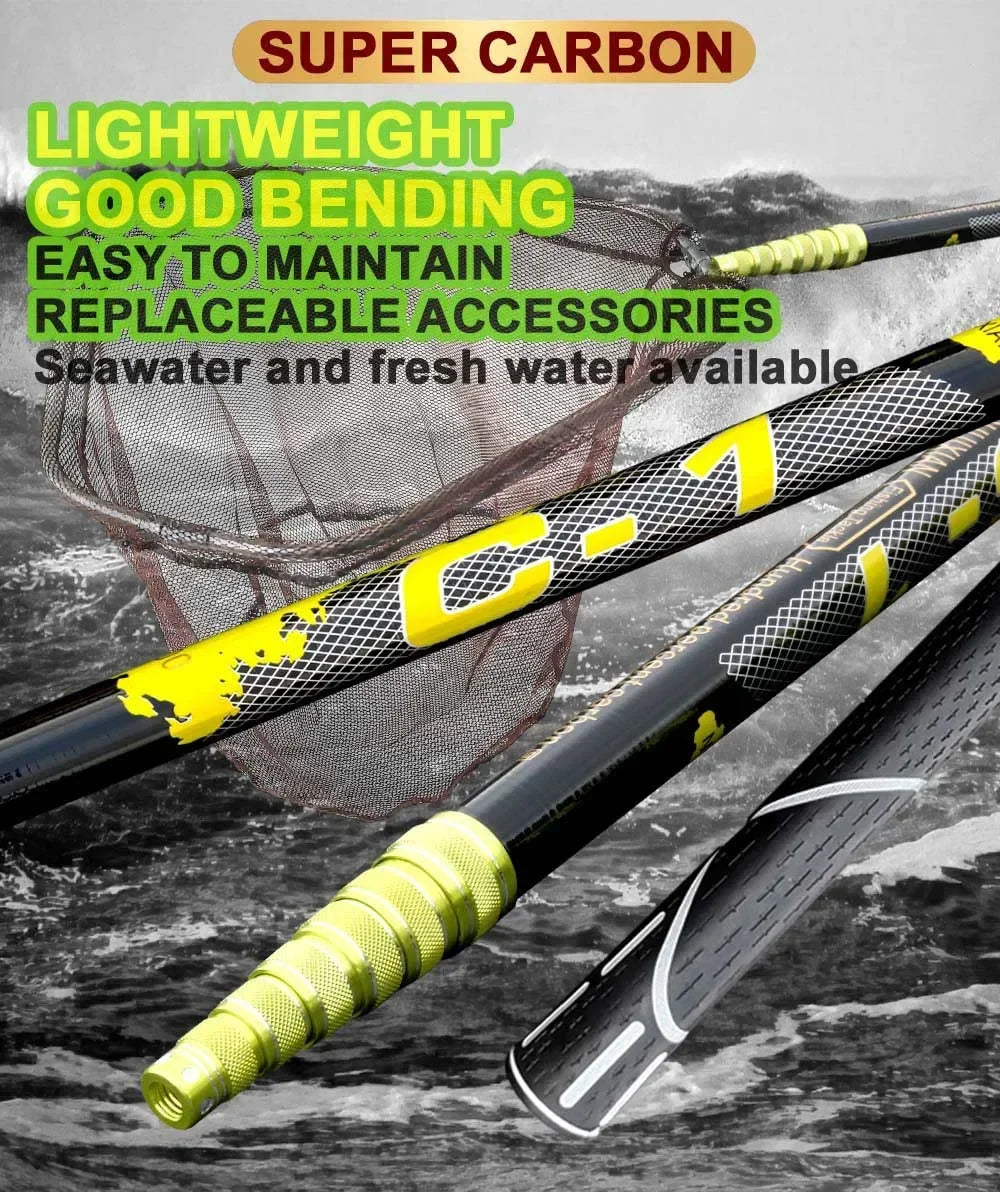 JOSBY 210cm 3.0m 4.0m Telescopic Landing Net Folding Fishing Pole Extending Fly Carp Course Sea Mesh Fishing Net For Fly Fishing