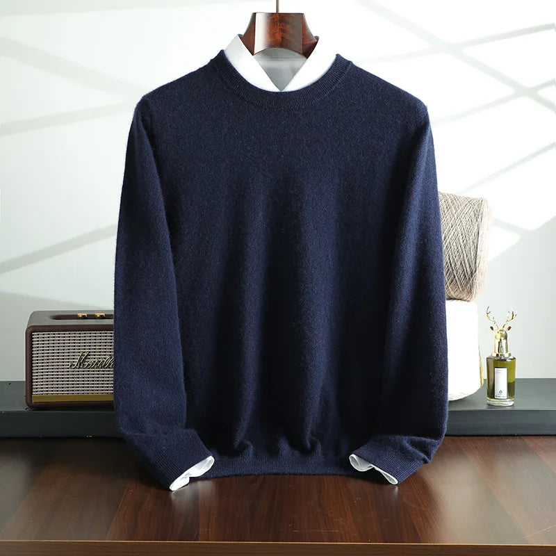 Autumn and Winter New Collection {100% Cashmere} Men's Cashmere Hot Selling Round Neck Casual Solid Color Knitted Sweater for Me