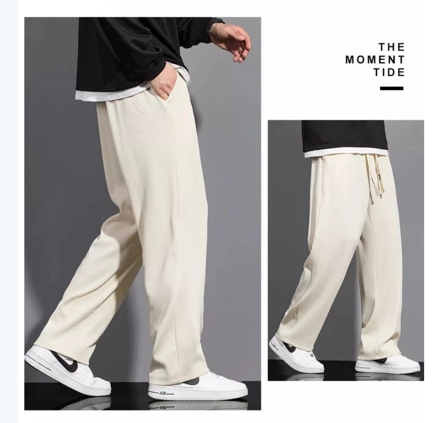 Spring and autumn fashion pants men's loose straight leg casual pants trend sweatpants High street large size wide leg pants