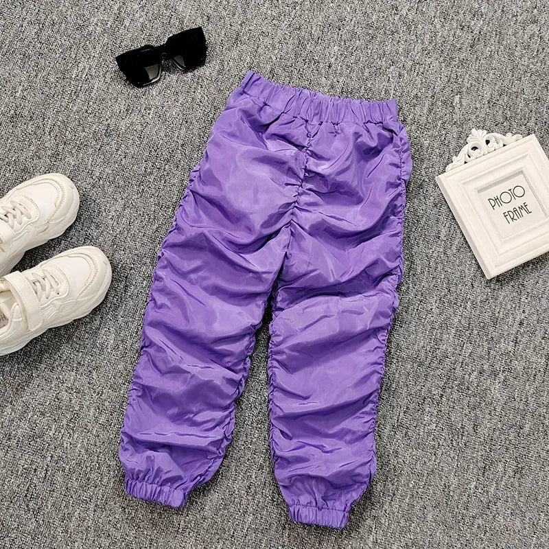 Qunq 2023 Summer INS New Boys And Girls Solid Hight Waist Loose Street Fashion Cargo Pants Sporty Casual Kids Clothes Age 3T-8T