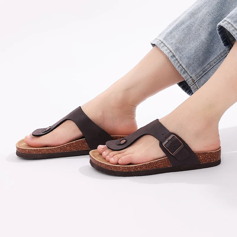 Goosecret New Summer Leather Slippers For Men Soft Bottom Work Fishing Slides Male Fashion Garden Shoes Open Toe Home Slippers