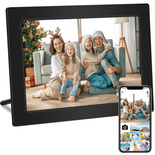 Veidoo 10 inch Cloud Digital Picture Frame, 32GB Storage, WiFi, IPS Touch Screen, Frameo APP, Gift for Family, Black