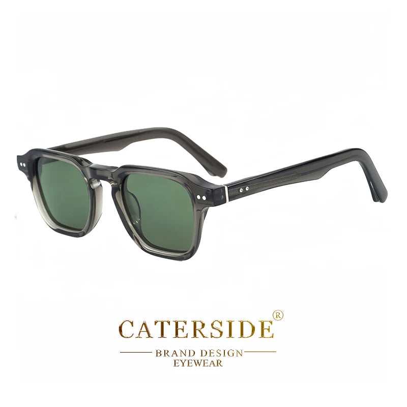 CATERSIDE Square Polarized Sunglasses Men Retro Large Acetate Frame Women Sun Glasses Punk Outdoor Driving Travel Eyewear UV400