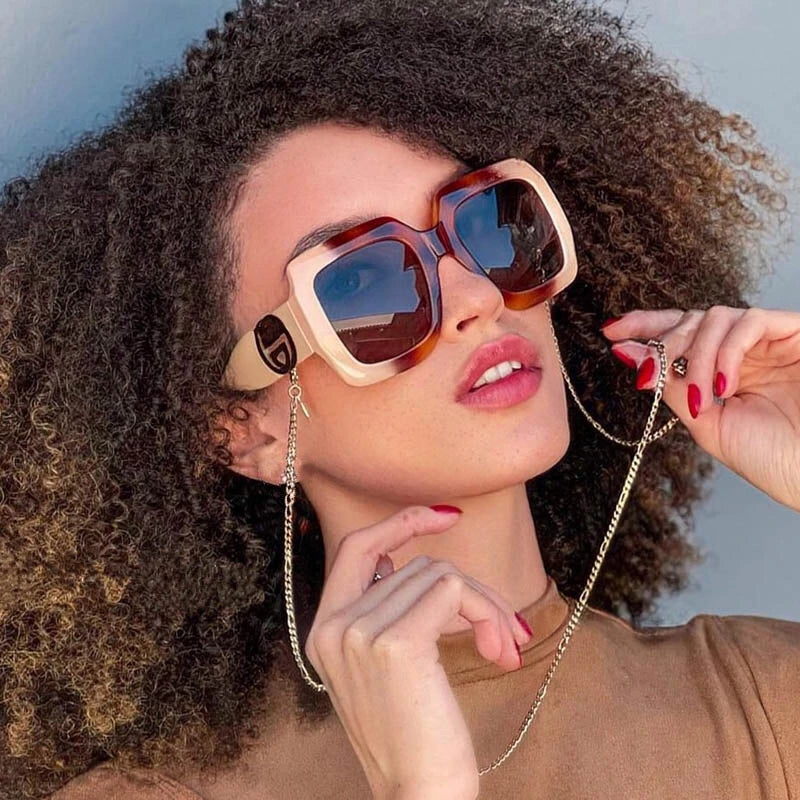 Celebrity Luxury Women Large Square Sunglasses 2022 New Brand Oversized Shades Eyewear Female Beige Brown Sun Glasses Men oculos